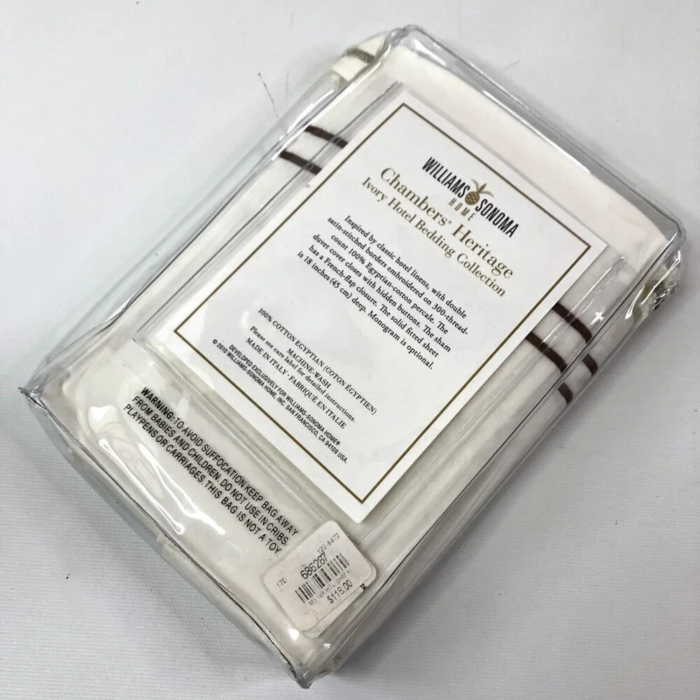 Williams Sonoma King Sham Chambers Heritage Ivory Hotel Bedding 36x20